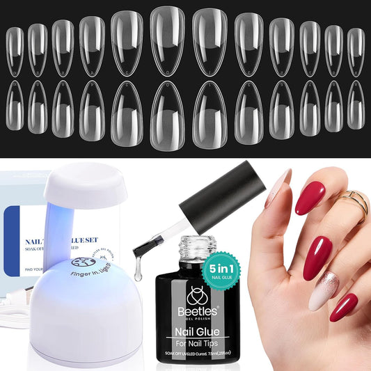 Beetles Etch-X Almond Medium tips: inner frosted texture for quick, secure adhesion.