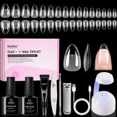 Beetles Flat-X almond nail tips 320pc for a flush, natural look