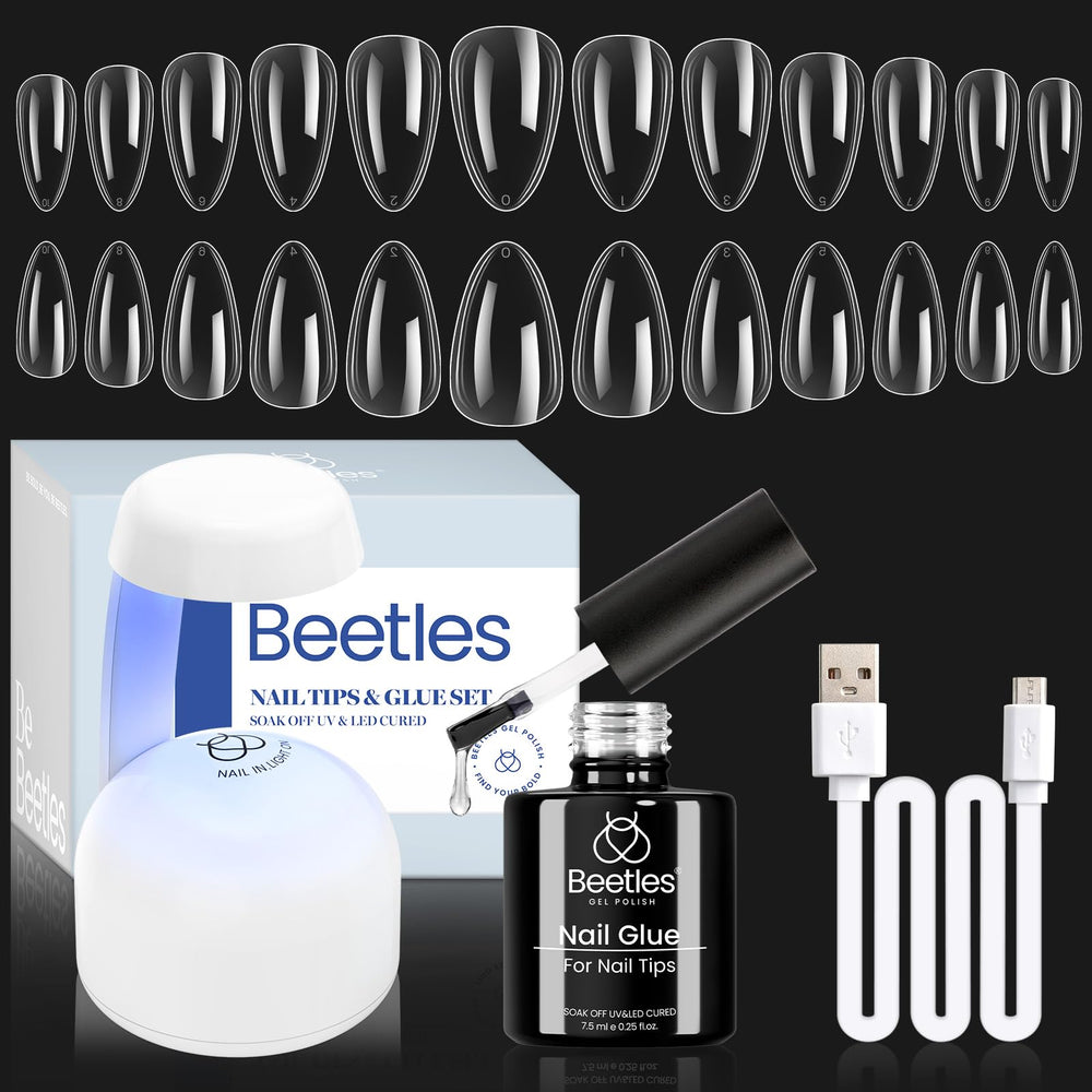 Beetles Gel Nail Kit almond short tips for quick at-home extensions