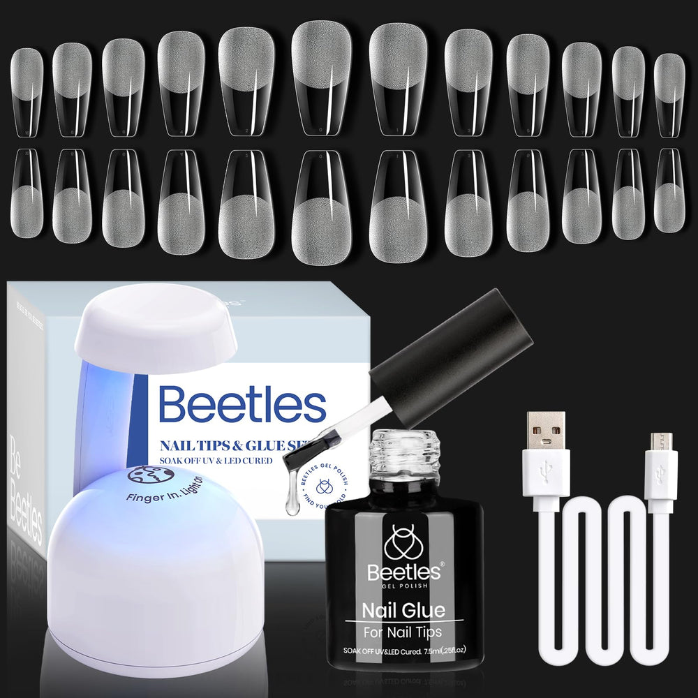 Beetles Etch-X LED lamp setup for at home nail extensions
