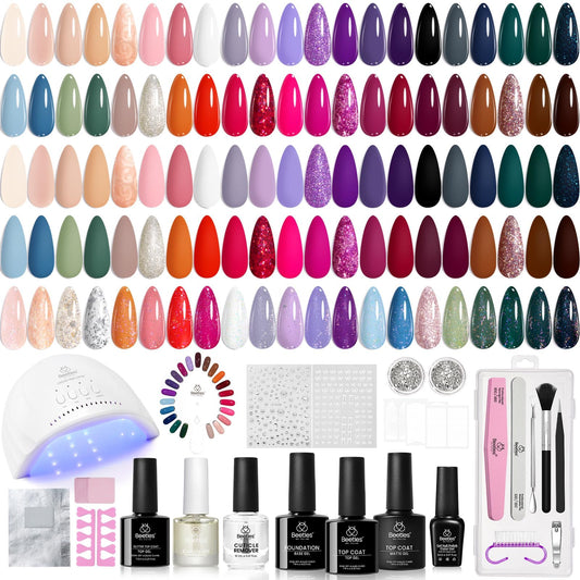 Beetles gel nail kit with UV lamp for at-home salon nails.