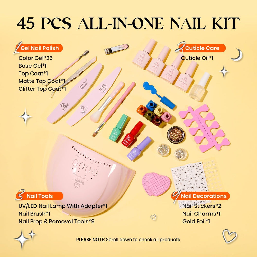 Beetles Gel Nail Kit color collection displayed for versatile salon style nails