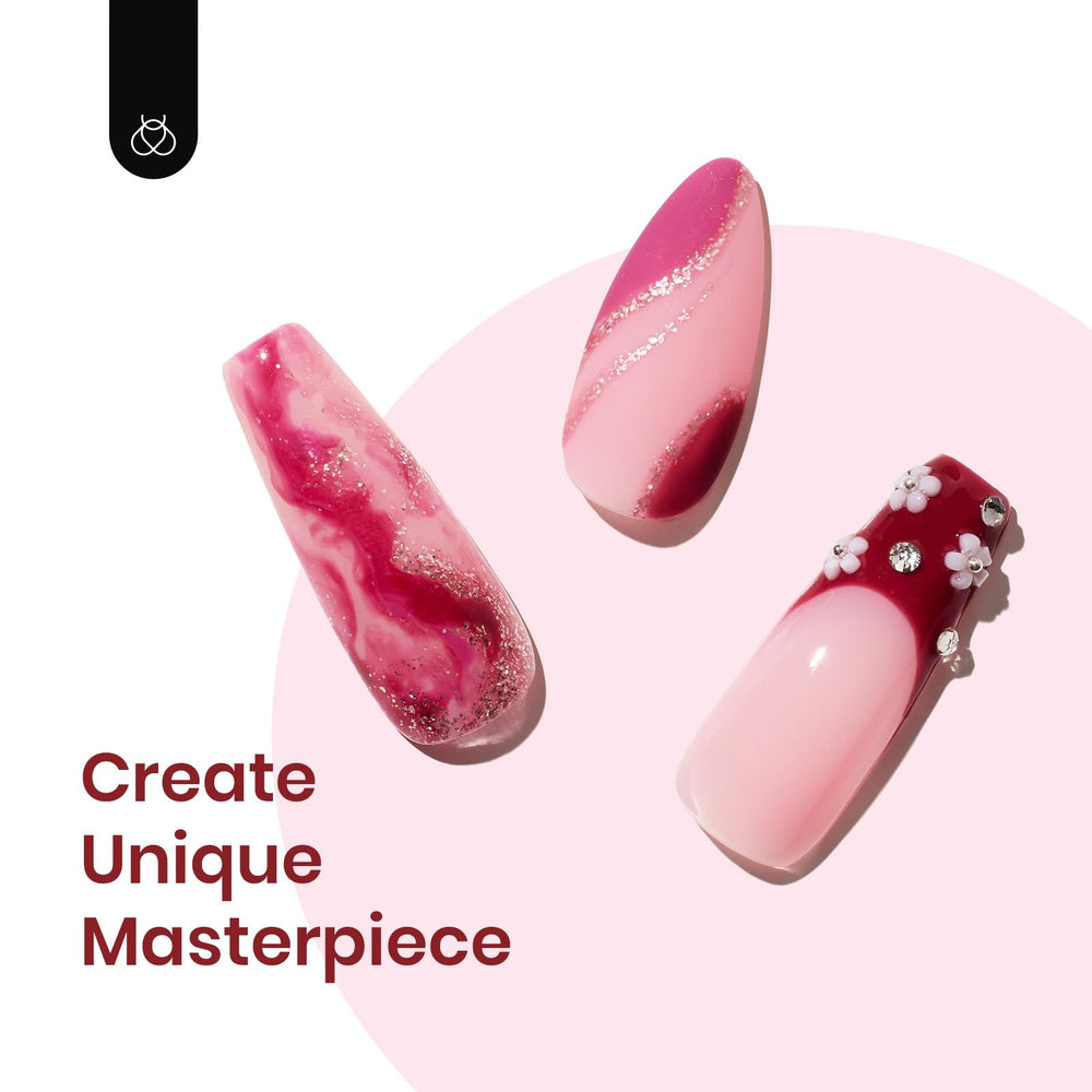 Beetles gel nail polish application with base coat and kit ready.