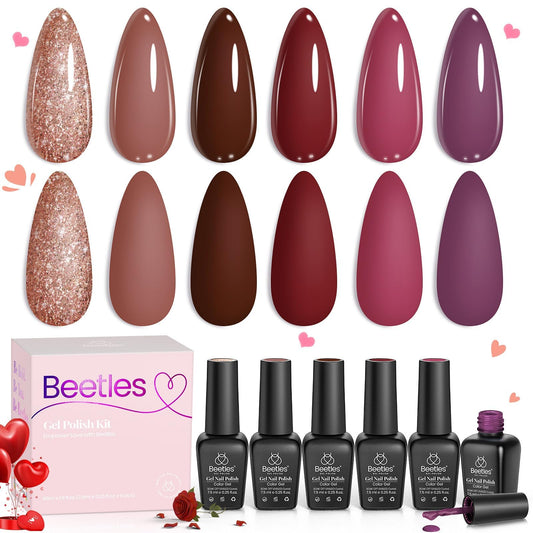 Beetles gel nail polish Plum and Burgundy set bottles displayed for color variety.