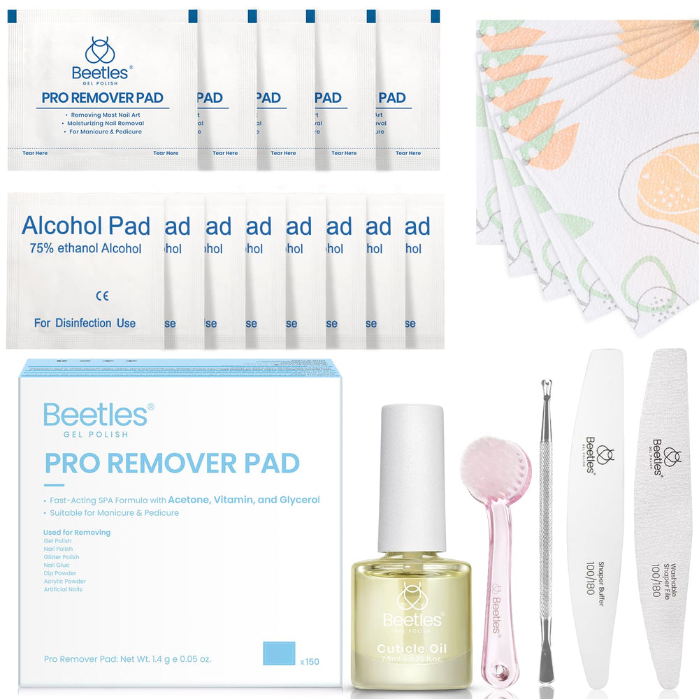 Beetles Gel Nail Polish Remover Kit pro pads for fast removal at home.