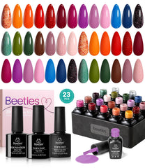 Beetles Gel Nail Polish Set: 20 colors for versatile fall-winter manicures.