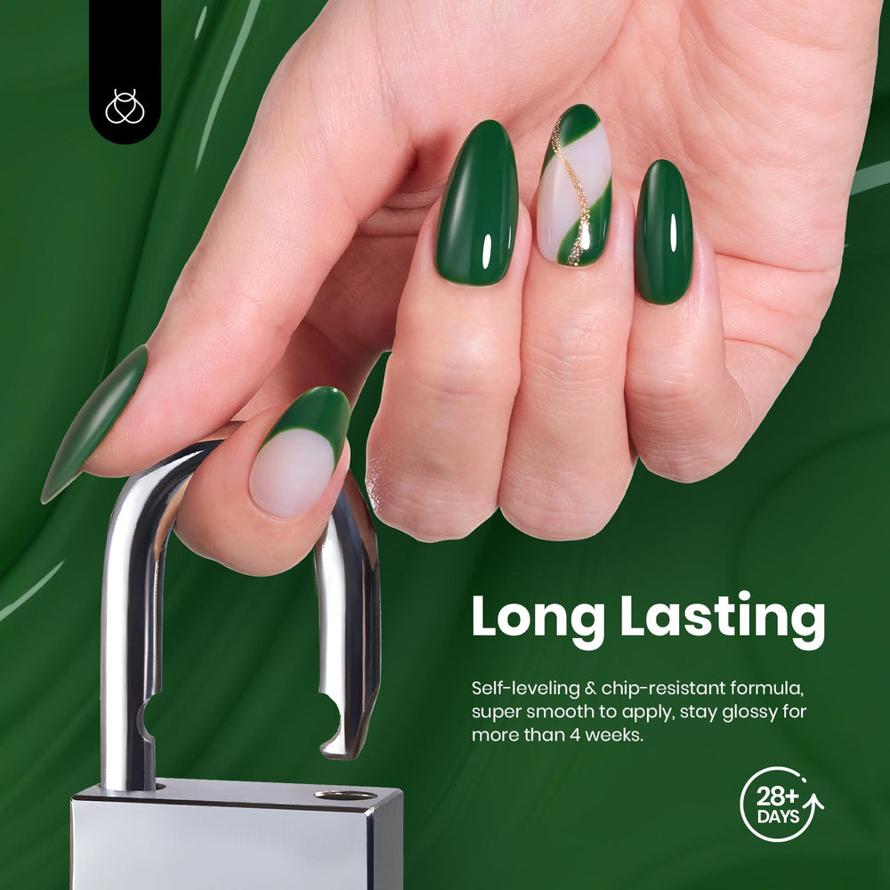 Beetles Mint Green gel polish for a forest-inspired look.