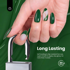 Beetles Mint Green gel polish for a forest-inspired look.