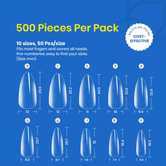Beetles Gel Nail Tips full-cover clear for seamless overlays.