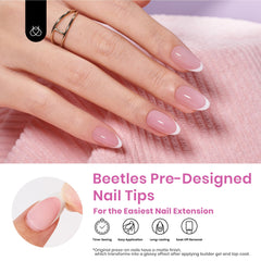 Beetles Gel Polish French Tips close-up edges for neat manicures.