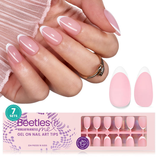 Beetles Gel Polish French Tips press-on nails pack for a quick at-home salon finish.