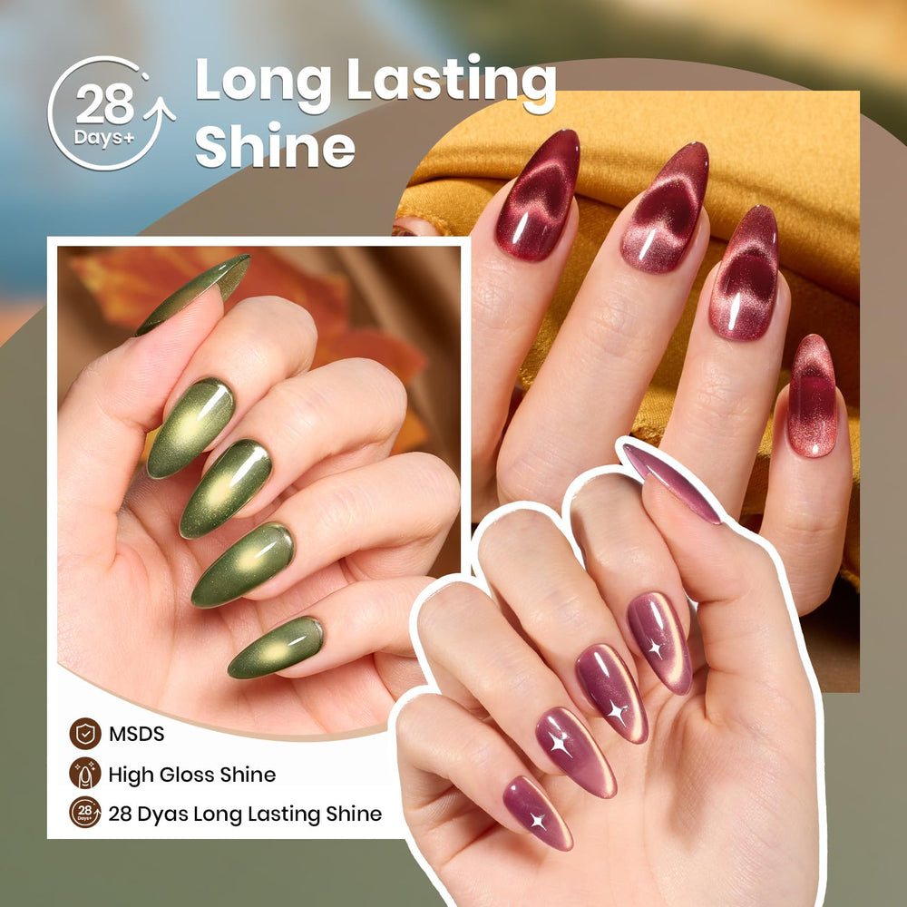 Beetles Gel Polish golden brown cat eye swatch with metallic shine