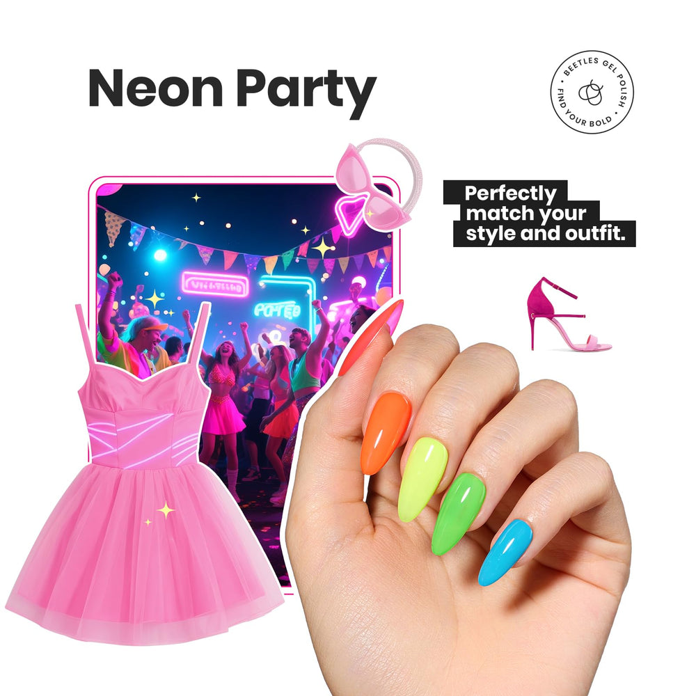 Beetles Gel Polish neon brush close-up demonstrates smooth application and glossy finish.