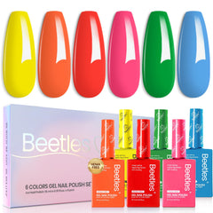 Beetles Gel Polish neon hot pink bottle shows vibrant color for long-lasting shine.