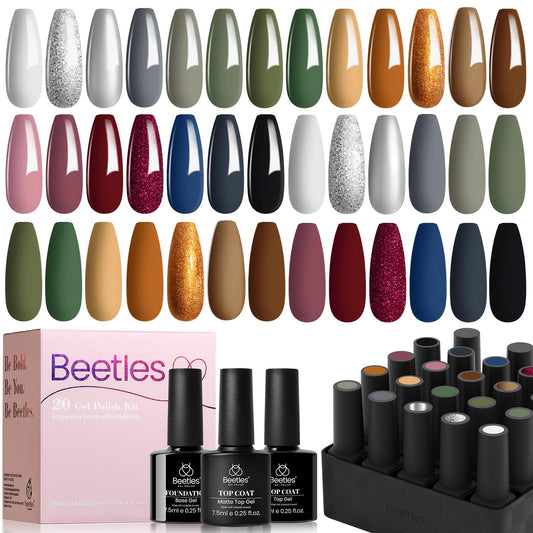 Beetles Gel Polish set with 20 color swatches for versatile nails