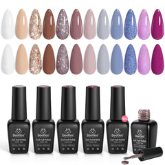 Beetles Gel Polish Set Amber Twilight bottle close-up, long-lasting autumn color.