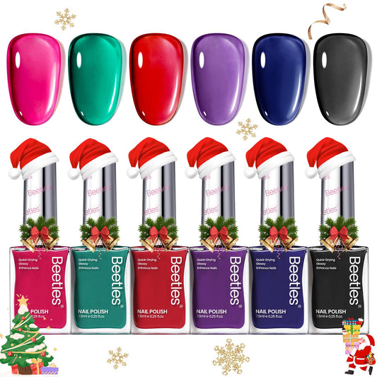 Beetles Gel Polish Set six colors palette for quick, vibrant manicures.