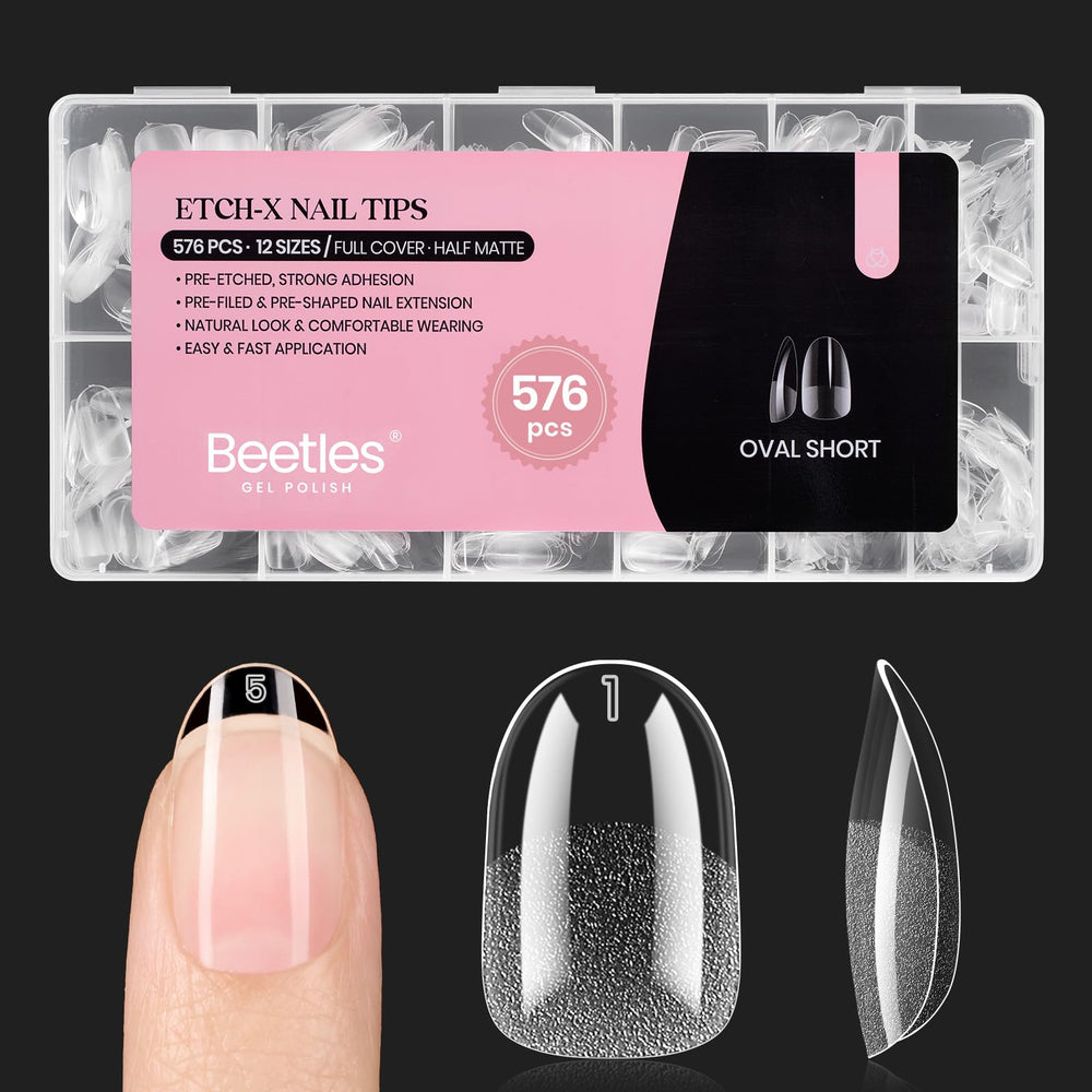 Beetles Gel Polish short oval nail tips for quick at-home manicure and flawless tips.