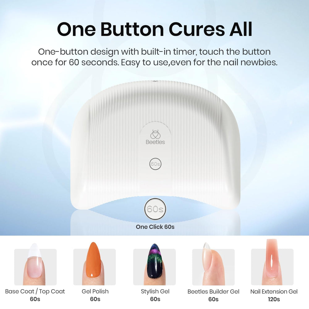 Beetles Gel Polish UV LED Nail Lamp digital timer highlights precise 60 second sessions.