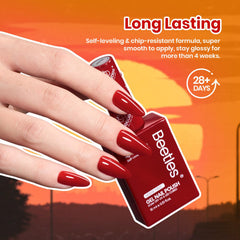 Beetles soak-off gel polish bottle lineup promotes long wear and easy removal.
