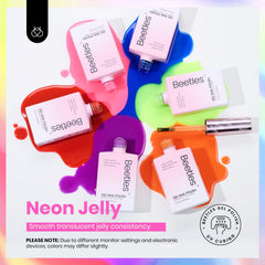 Beetles Jelly Gel Purple Nail Polish with vibrant neon hue and see-through sheen