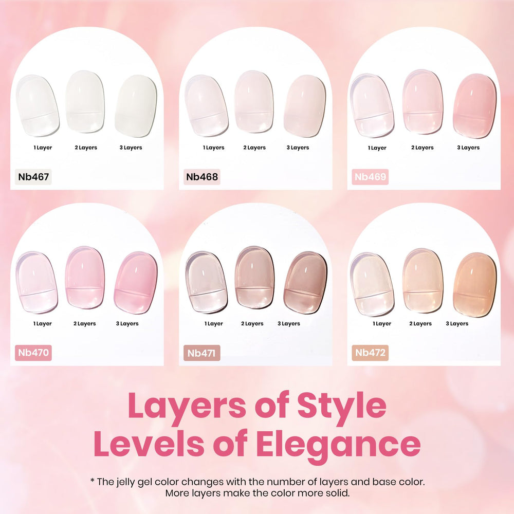 Beetles Jelly Gel bottle swatch demonstrates glass-like finish for premium manicure look.