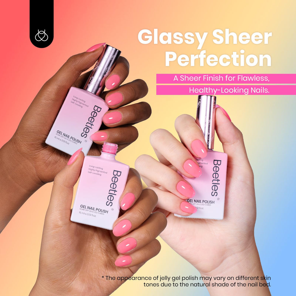 Beetles Jelly Gel Nail Polish Set image shows multiple colors for mix-and-match styles