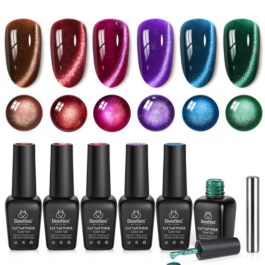 Beetles Jewel Parade Cat Eye Kit red shade for bold nails with magnetic effects