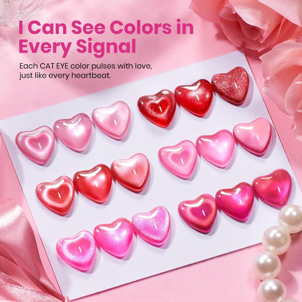 Beetles Love Signal magnetic heart tool highlights cat eye effect during application.