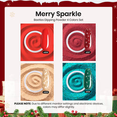 Beetles Merry Sparkle green dip powder for crisp holiday manicures with lasting shine.