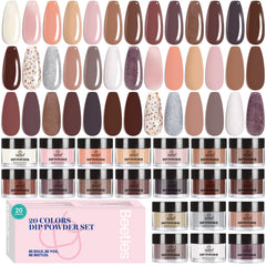 Beetles Nail Dip Powder Kit 20 colors on display for versatile manicure looks.
