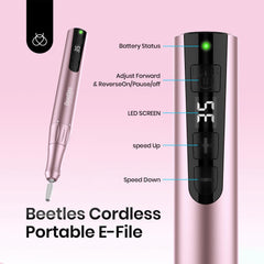 Beetles drill shows long battery life and fast charging for extended sessions.
