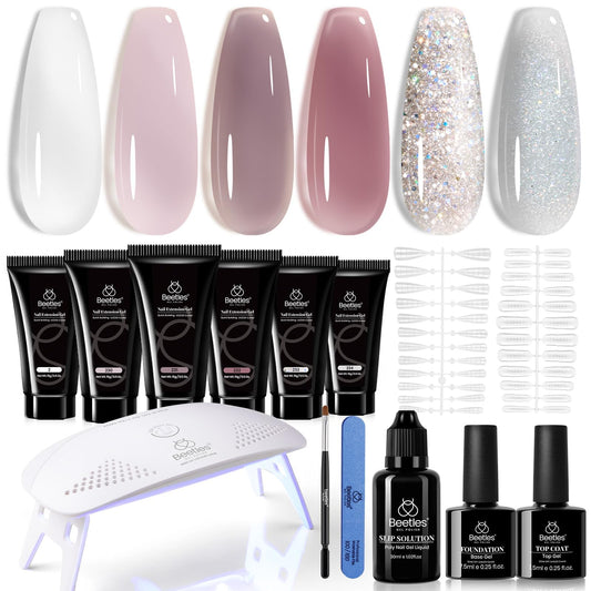 Beetles Gel Polish Nail Extension Kit with Mini UV Lamp and Frosted Grape colors for home salon