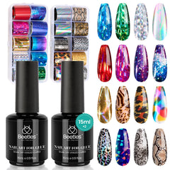 Beetles Nail Foil Art Kit with 20 foils for quick at-home nail designs.