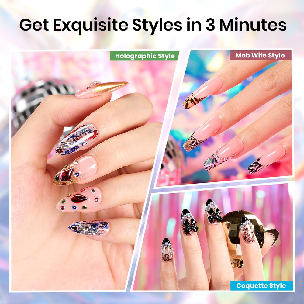 Beetles foil stickers in metal holographic finish for luxe looks.