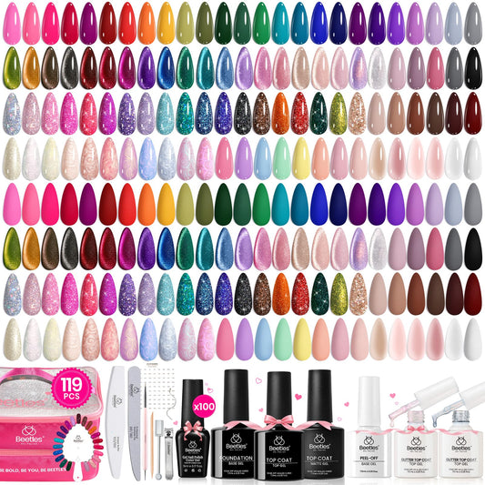 Beetles Nail Nook 100 colors set for versatile nail art ideas.