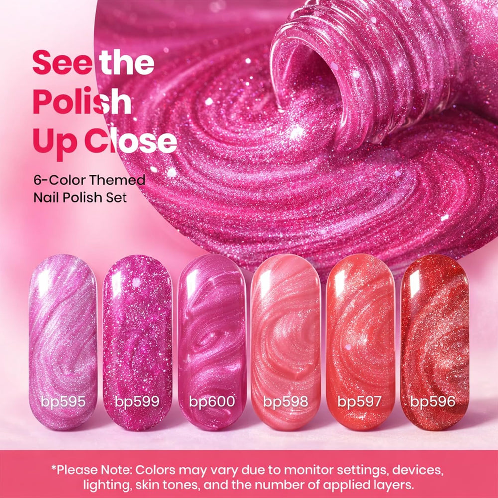Beetles Long-Lasting Shine nails with glittery pearl finish.