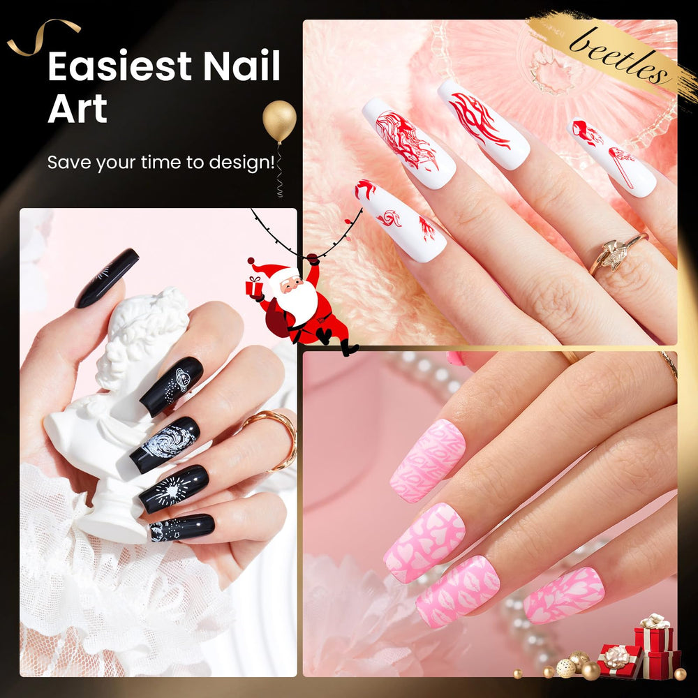 Beetles Nail Stamp Gel colors palette with eight shades for versatile art