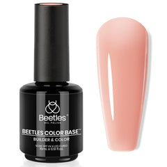 Beetles Nude Base Gel bottle closeup shows rich nude tone for quick base color