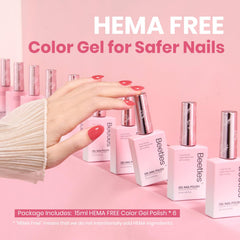 Beetles Nude Gel Nail Polish close-up with brush reveals a sheer jelly finish.