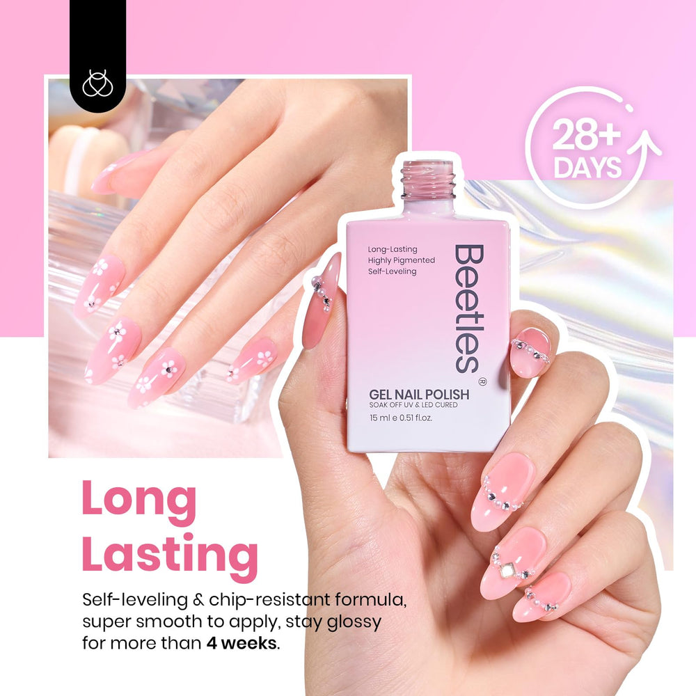 Beetles nude pink gel polish on nails with high-gloss shine