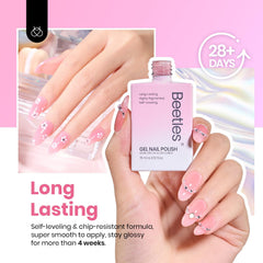 Beetles nude pink gel polish on nails with high-gloss shine