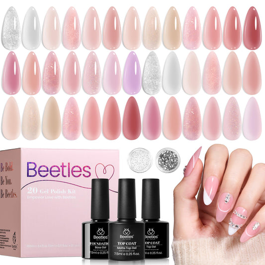 Beetles Nude Pink Gel Nail Polish Set color palette collection for versatile at-home manicures.