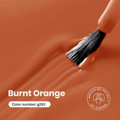 Beetles orange gel polish swatch displays vibrant coverage on a nail.