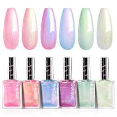 Beetles Pearl Nail Polish Set Mermaid Glow close-up showing gloss