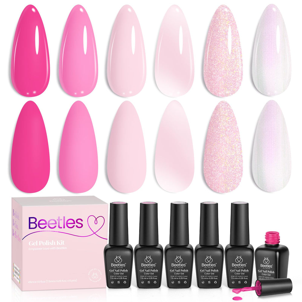 Beetles Pink Gel Polish Set soak-off removal simplifies nail care at home.