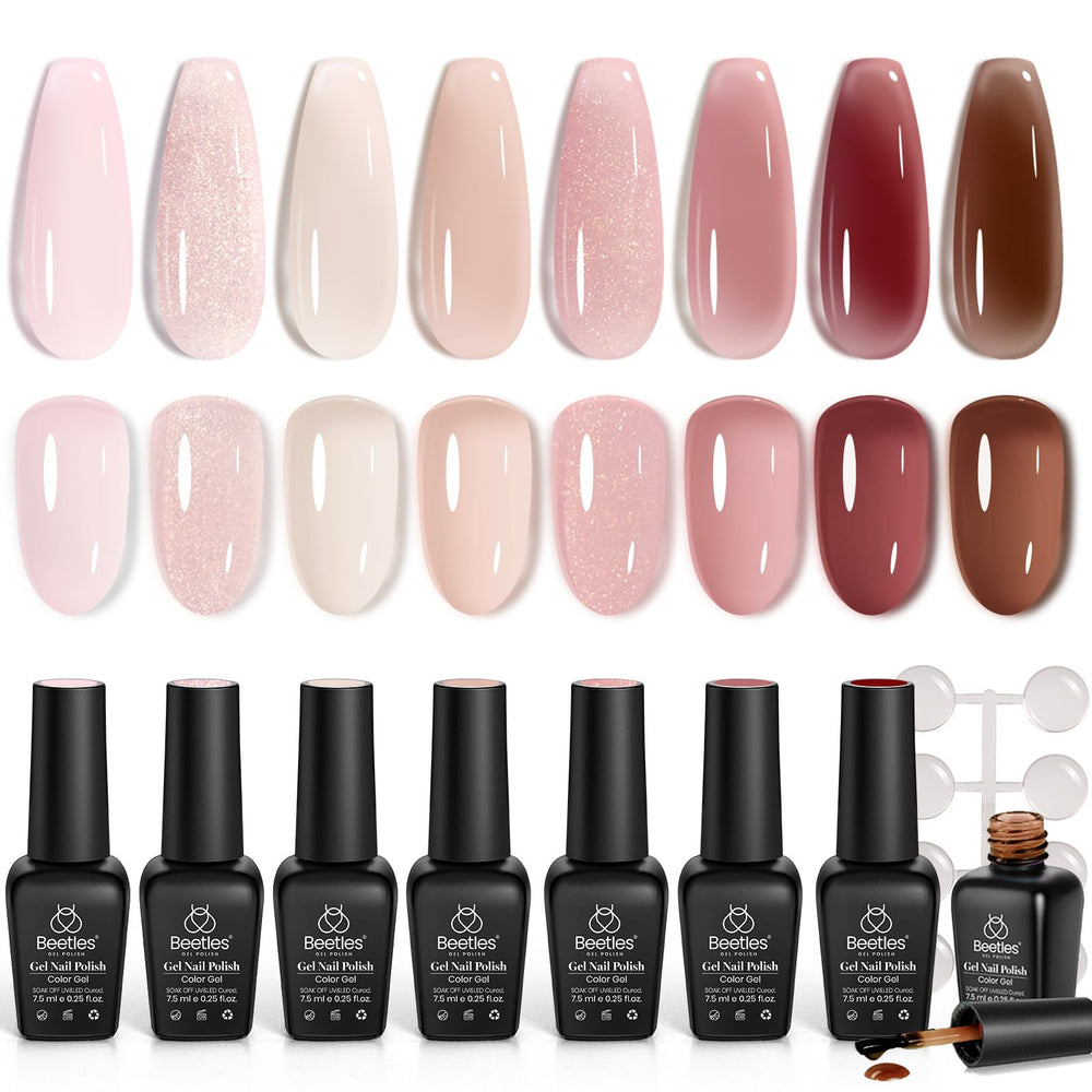 Beetles Pink Jelly Gel Nail Polish Sunset Rose 1 delivers a glossy nude-pink finish for daily wear