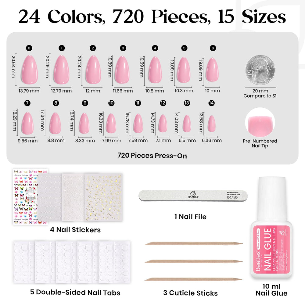 Beetles Press On Nails French tip nails in black white champagne offer elegant accents