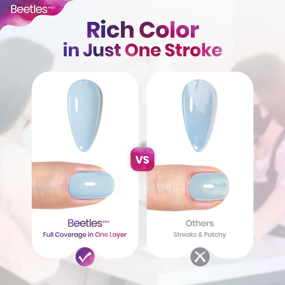 Beetles Pro Puppy Mood blue gel polish curing under LED lamp