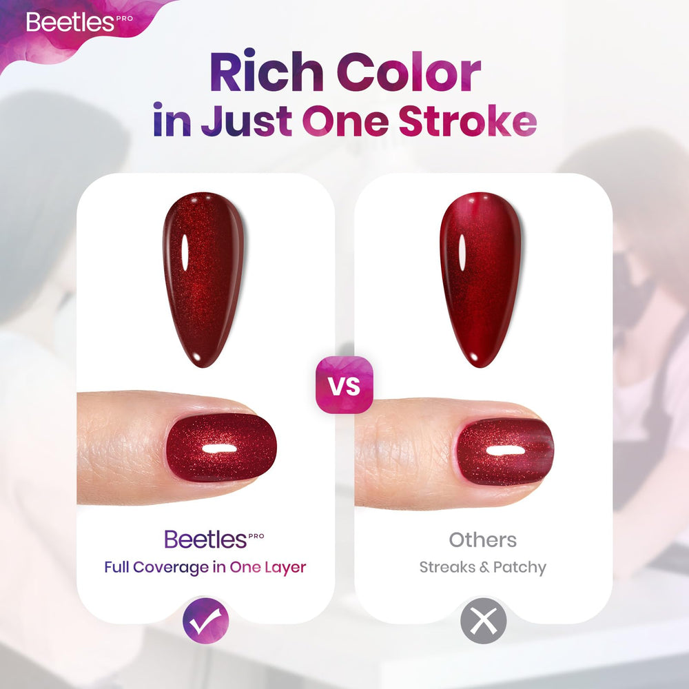 Beetles Pro Drama Fix under LED light demonstrates long-lasting shine and vivid color